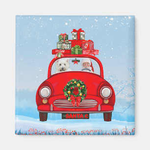 West Highland White Terrier Dog With Santa Claus Magnet
