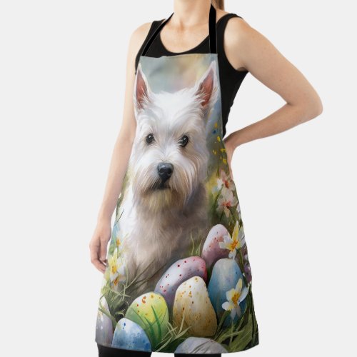 West Highland White Terrier Easter Eggs Holiday Apron