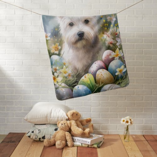 West Highland White Terrier Easter Eggs Holiday Baby Blanket