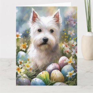 West Highland White Terrier Easter Eggs Holiday Card