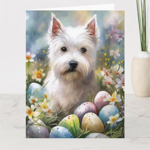 West Highland White Terrier Easter Eggs Holiday Card