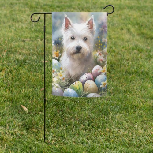 West Highland White Terrier Easter Eggs Holiday Garden Flag