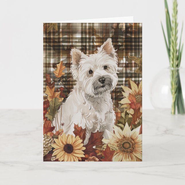 West Highland White Terrier Fall Thanksgiving Card (Front)