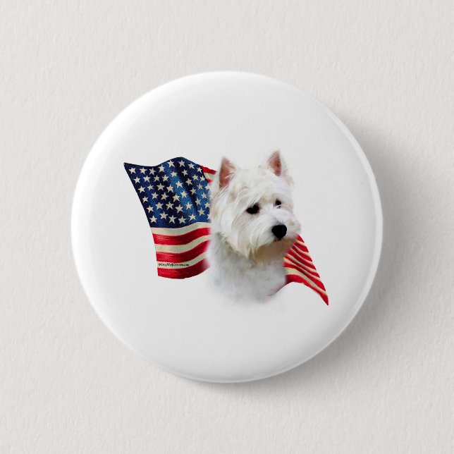 West Highland White Terrier Flag Pinback Button (Front)