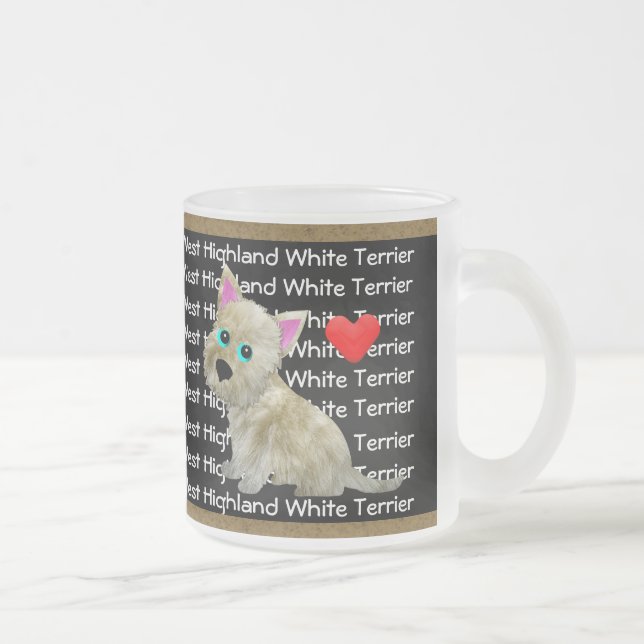 West Highland White Terrier Frosted Glass Coffee Mug (Right)
