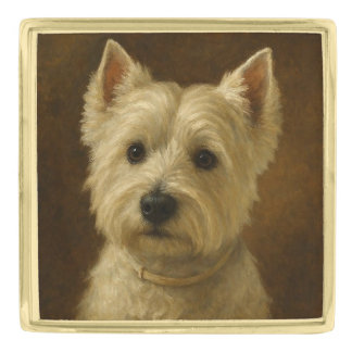 West Highland White Terrier Gold Finish Lapel Pin