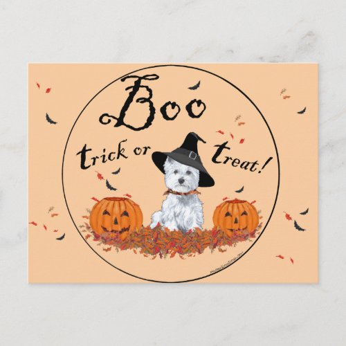 West Highland White Terrier Halloween Postcard