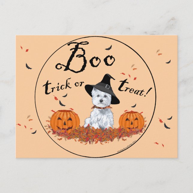 West Highland White Terrier Halloween Postcard (Front)