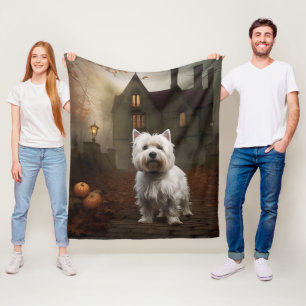 West Highland White Terrier Halloween Scary Fleece Blanket