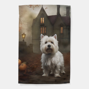 West Highland White Terrier Halloween Scary Garden Flag