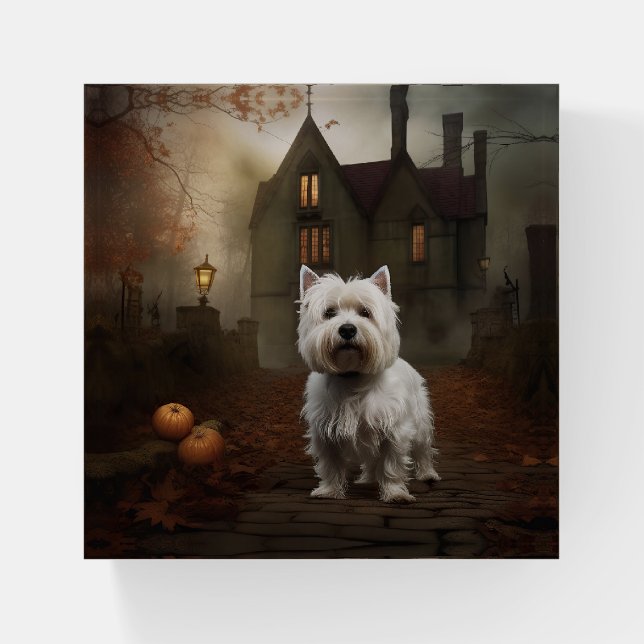 West Highland White Terrier Halloween Scary Paperweight (Front)