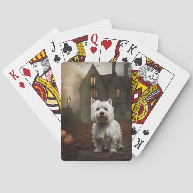 West Highland White Terrier Halloween Scary Poker Cards (Back)