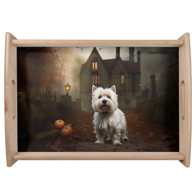 West Highland White Terrier Halloween Scary Serving Tray (Front)