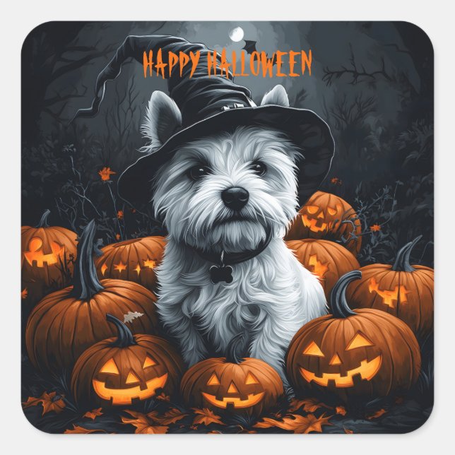 West Highland White Terrier Halloween Square Sticker (Front)