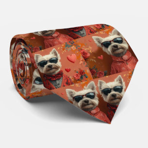 West Highland White Terrier Heart Valentine's Day Neck Tie