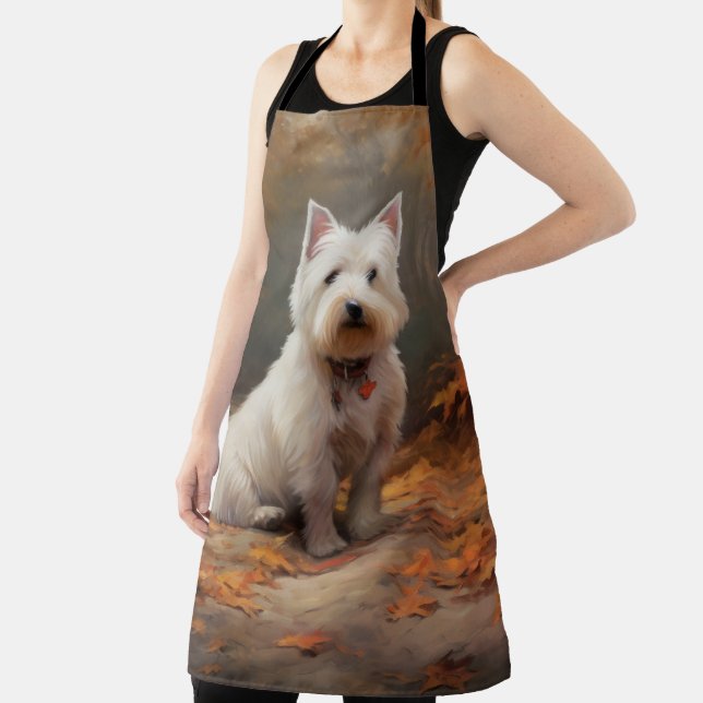 West Highland White Terrier in Autumn Leaves Fall Apron (Insitu)