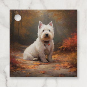 West Highland White Terrier in Autumn Leaves Fall Favor Tags