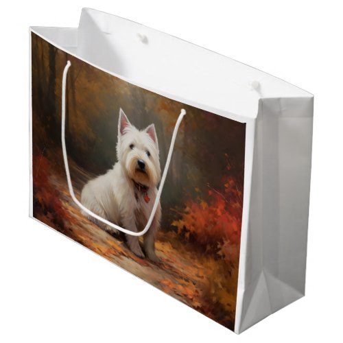 West Highland White Terrier in Autumn Leaves Fall Large Gift Bag