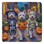 West Highland White Terrier In Halloween Costumes Trivet