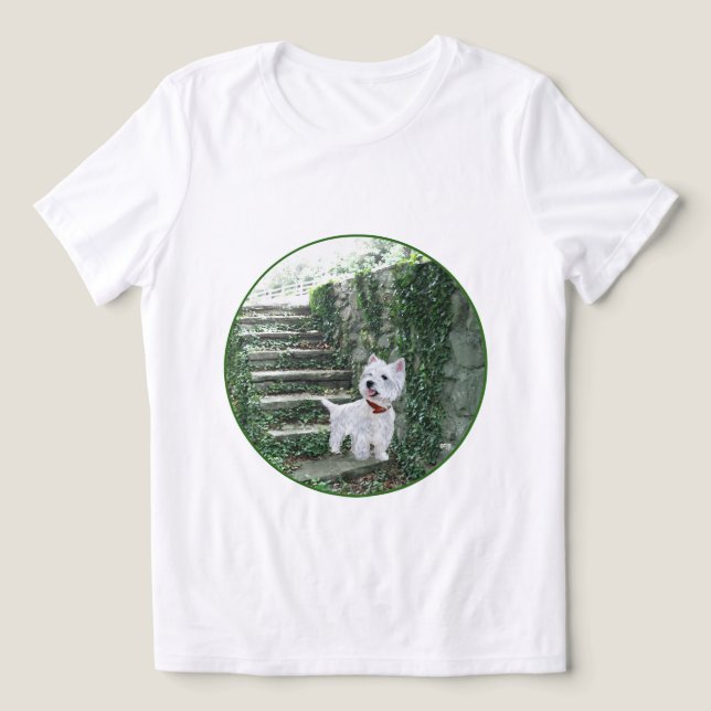 West Highland White Terrier Ivy Stairs Tri-Blend Shirt (Design Front)