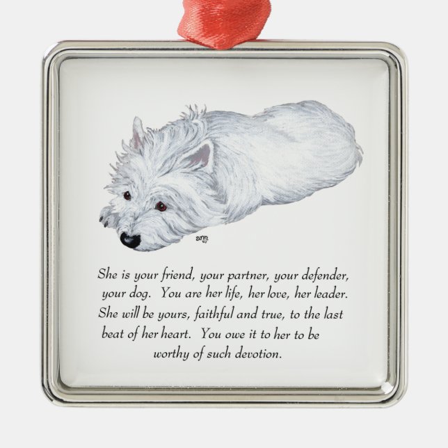 West Highland White Terrier Keepsake Metal Ornament (Front)
