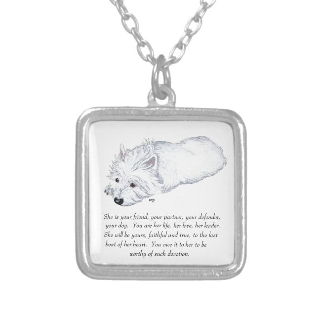 West Highland White Terrier Keepsake Silver Plated Necklace (Front)