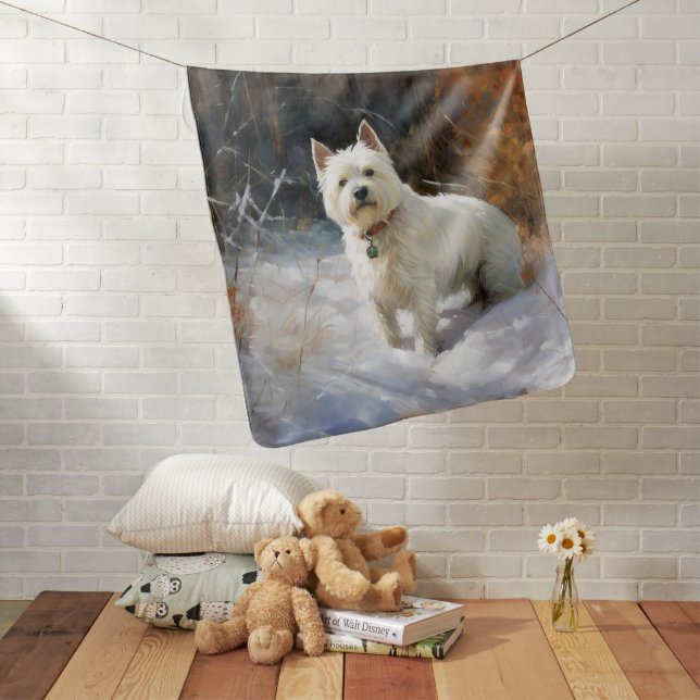 West Highland White Terrier Let It Snow Christmas Baby Blanket (In Situ)