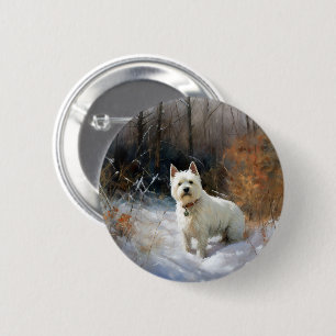 West Highland White Terrier Let It Snow Christmas Button