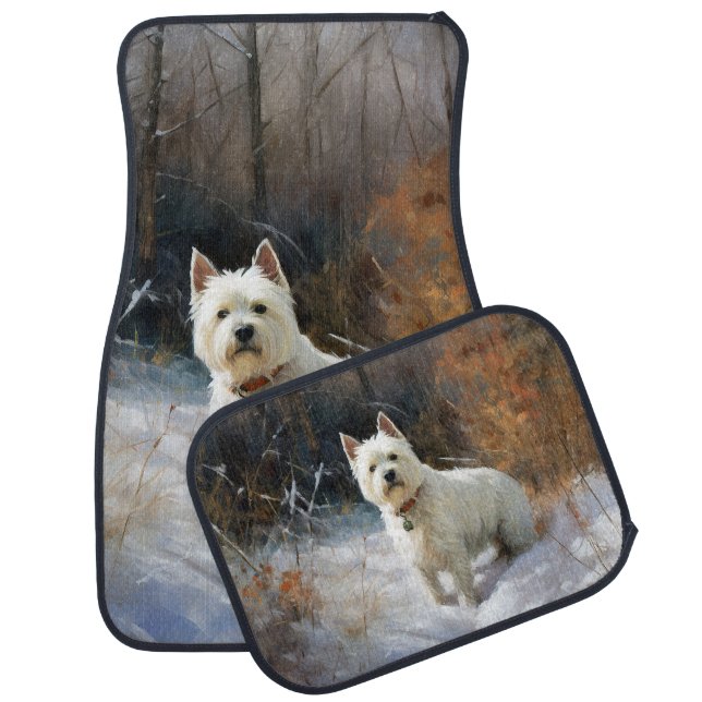 West Highland White Terrier Let It Snow Christmas Car Floor Mat (Set)
