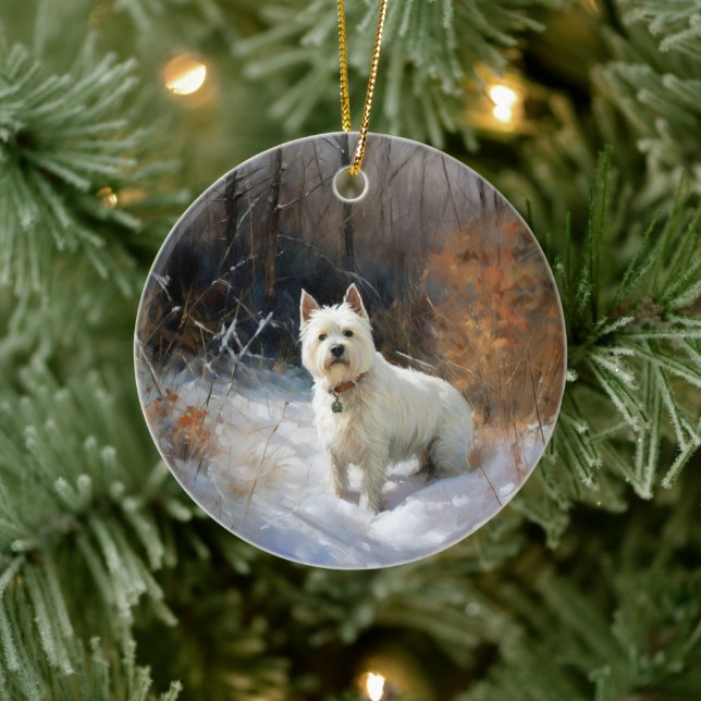 West Highland White Terrier Let It Snow Christmas Ceramic Ornament (Tree)