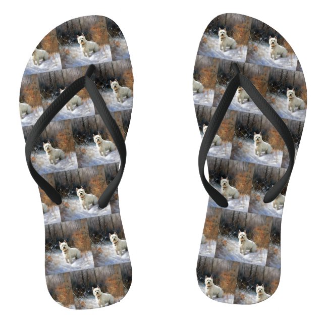 West Highland White Terrier Let It Snow Christmas Flip Flops (Footbed)