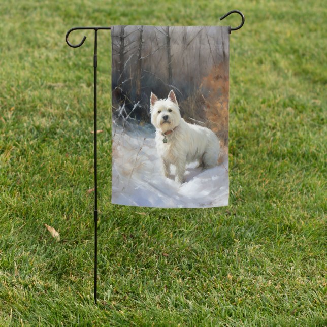 West Highland White Terrier Let It Snow Christmas Garden Flag (In SItu)