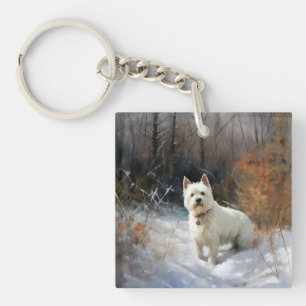 West Highland White Terrier Let It Snow Christmas Keychain