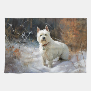 West Highland White Terrier Let It Snow Christmas Kitchen Towel