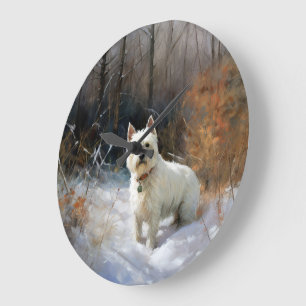 West Highland White Terrier Let It Snow Christmas Large Clock