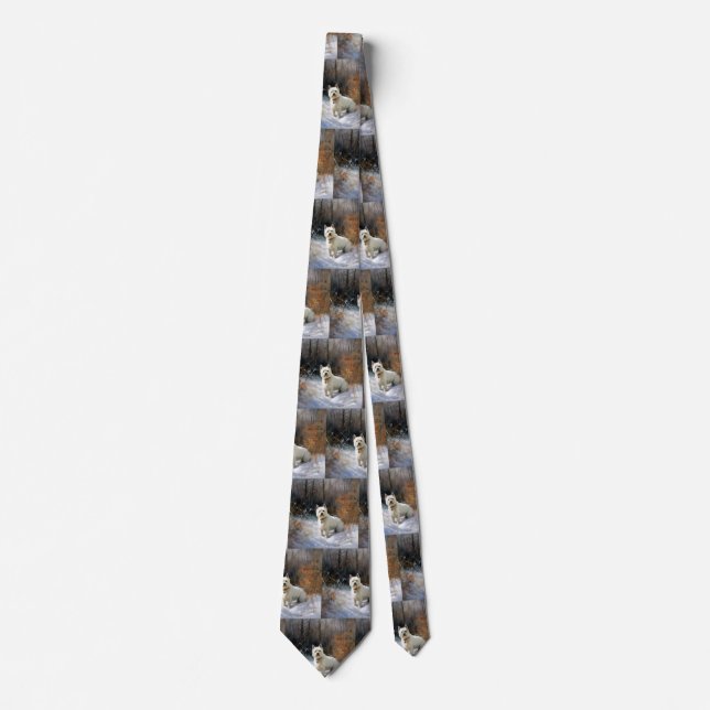 West Highland White Terrier Let It Snow Christmas Neck Tie (Front)
