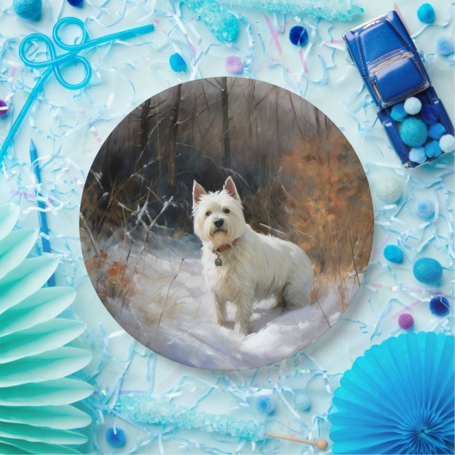 West Highland White Terrier Let It Snow Christmas Paper Plates (Party)
