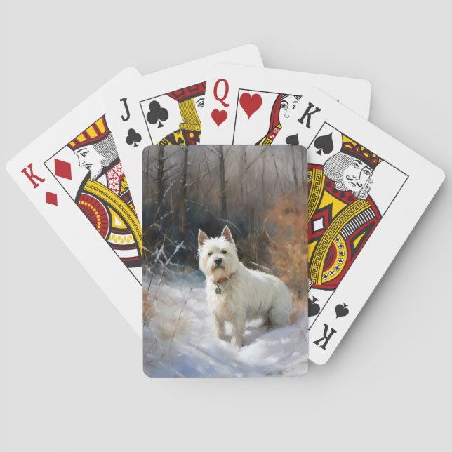 West Highland White Terrier Let It Snow Christmas Poker Cards (Back)