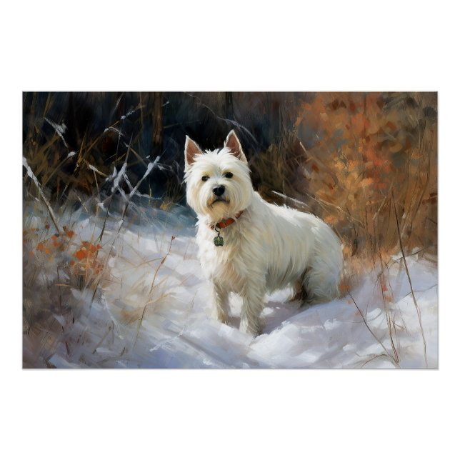 West Highland White Terrier Let It Snow Christmas Poster (Front)