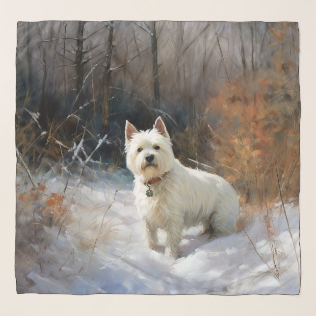West Highland White Terrier Let It Snow Christmas Scarf (Front)