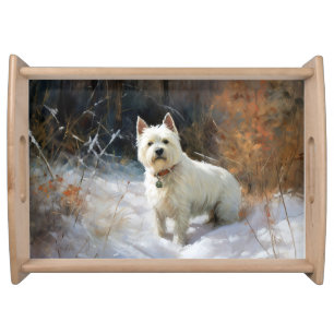 West Highland White Terrier Let It Snow Christmas Serving Tray