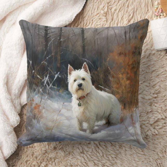 West Highland White Terrier Let It Snow Christmas Throw Pillow (Blanket)
