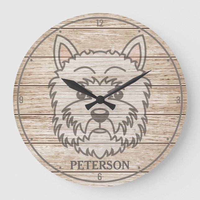West Highland White Terrier NAME Westie Puppy Dog Large Clock (Front)