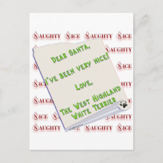 West Highland White Terrier Naughty or Nice Holiday Postcard