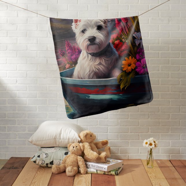 West Highland White Terrier on Boat Baby Blanket (In Situ)