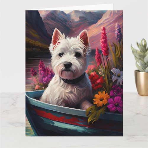 West Highland White Terrier on Boat Card