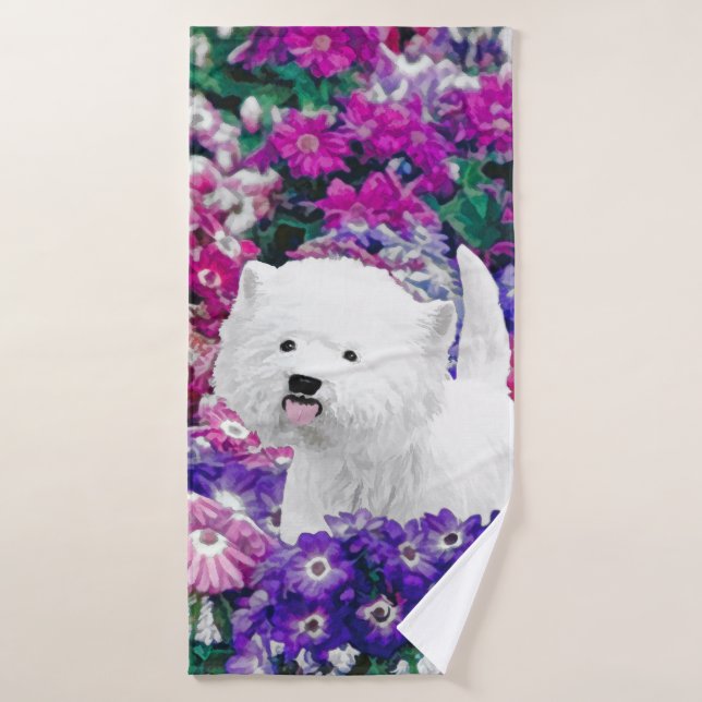 West Highland White Terrier Painting Dog Art Bath Towel Set (Bath Towel)
