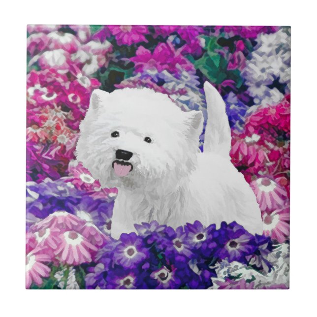 West Highland White Terrier Painting Dog Art Ceramic Tile (Front)