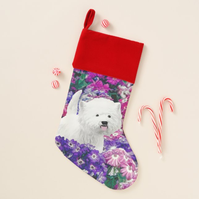 West Highland White Terrier Painting Dog Art Christmas Stocking (Front)