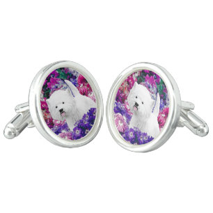 West Highland White Terrier Painting Dog Art Cufflinks